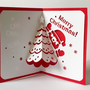 Plantilla digital Tarjeta de Navidad emergente, Santas Christmas tree Surprise, SVG, DIY, descarga instantánea