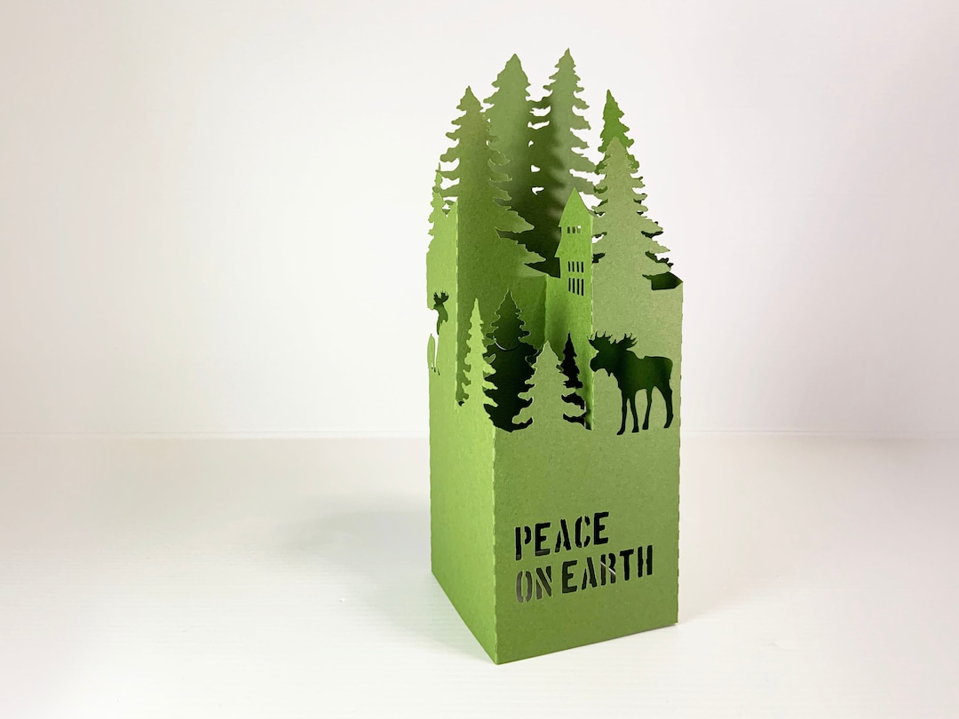 Digital Template Christmas Forest Pop up Card, 3D SVG - Etsy