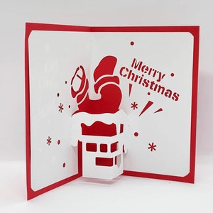 Modèle numérique Carte de Noël Pop-up, Santas in Chimney, SVG, DIY, téléchargement immédiat image 3
