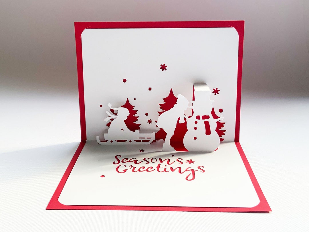 Digital Template Pop-up Christmas Holiday Card, Christmas Joy, Winter ...