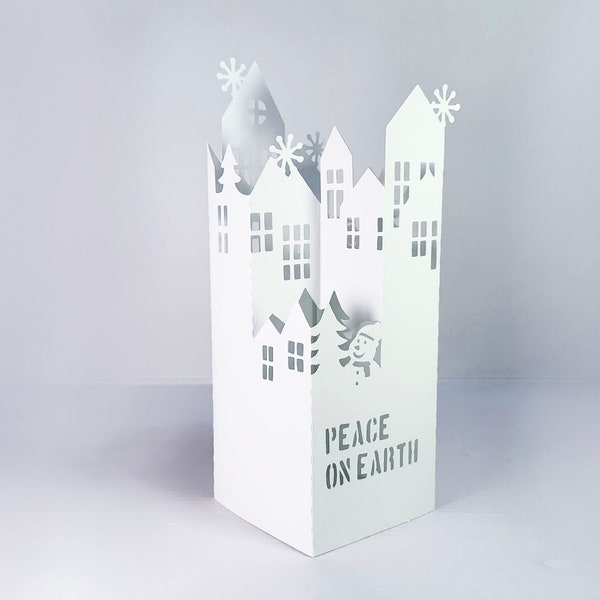 Digital Template Christmas Village Popup card, 3D SVG