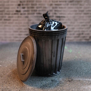 1:12 Scale Mini Garbage Can / Chrome Trash Can - Hand Painted Diorama Accessory / Prop by GRIME CITY for Action Figure Displays / Toy Photos