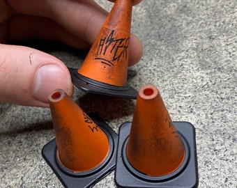 Set Of 1:12 Scale 1.5" Mini Traffic Cones - Hand Painted Diorama Accessory / Prop by GRIME CITY for GI Joe / Acid Rain World / Neca
