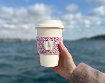 Cup Sleeve, Crochet Drink Sleeve, Coffee Slip, Reusable Travel Coffee Cozy, For Hot and Cold Drinks