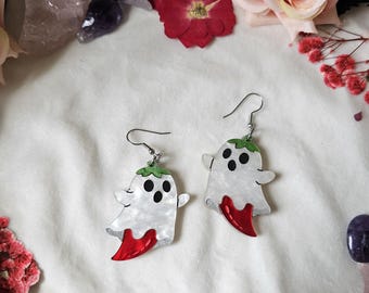 Ghost Pepper laser cut acrylic earrings, cottagecore earrings, farmers market accessory