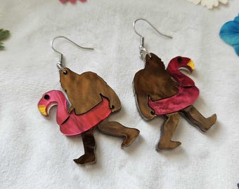 Big Foot Pool Float laser cut acrylic earrings, gothic summer earrings, summerween jewelry