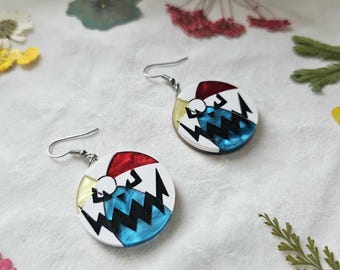 Spooky Beach Balls laser cut acrylic earrings, gothic summer earrings, summerween jewelry