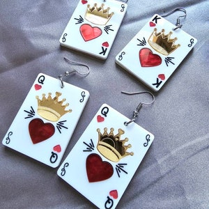 Queen and King Playing Cards Laser Cut Acrylic earrings