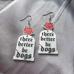 Better Be DogsTombstone Laser Cut Acrylic Earrings, halloween earrings, spooky jewelry, gothic dangle earrings