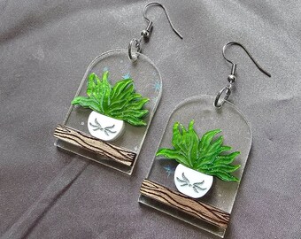 Plant Shelf Acrylic Earrings, laser cut earrings, summer time earrings, plant lover gift