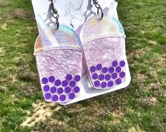 Boba Tea Acrylic Earrings, laser cut earrings, witchy earrings, air plant earrings