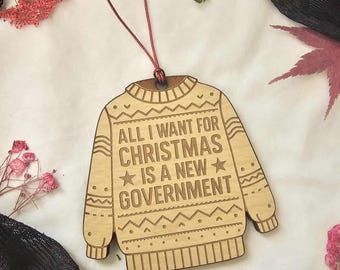 All I Want for Christmas is a New Government Holiday Ornament, patriarchy Christmas ornament