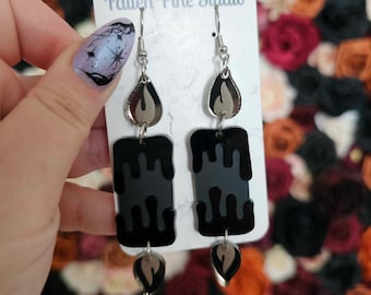 Doubled Sided Candle Acrylic Earrings, halloween earrings, spooky jewelry, gothic dangle earrings