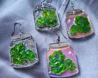 Plant Stash Jar Acrylic Earrings, laser cut earrings