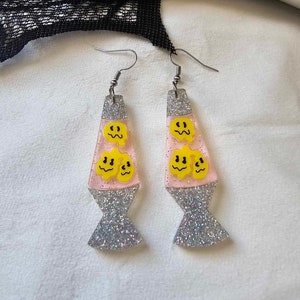 Melty Face Lava Lamps Acrylic Earrings, laser cut earrings, halloween earrings, statement earrings