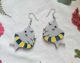 Summer Shark laser cut acrylic earrings, gothic summer earrings, summerween jewelry