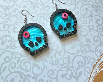 Spooky Summer Swimming Pool laser cut acrylic earrings, gothic summer earrings