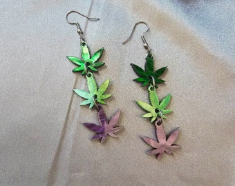 420 Leaf Dangle Acrylic Earrings, laser cut earrings