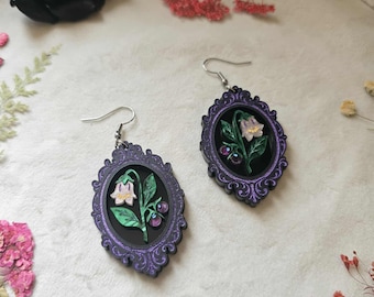 Framed Nightshade laser cut acrylic earrings, gothic summer earrings, halloween jewelry