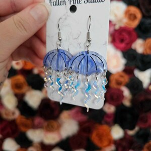 Jellyfish Acrylic Earrings, laser cut earrings, ocean earrings, sea creature jewelry