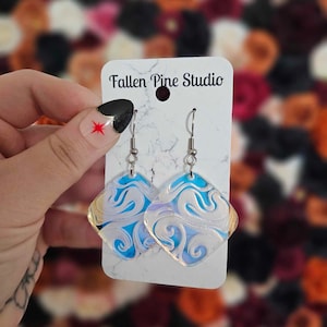 Iridescent Paint Spill Acrylic Earrings, laser cut earrings, geometric earrings