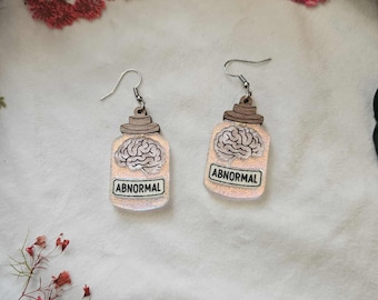 Abnormal Brain Jars laser cut acrylic earrings, gothic summer earrings, halloween jewelry
