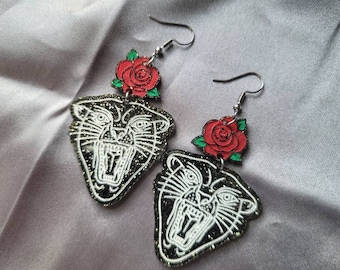 Traditional Panther Acrylic Earrings, laser cut earrings, tattoo inspired earrings