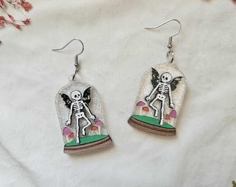 Fairy Skeleton Jars laser cut acrylic earrings, gothic summer earrings, halloween jewelry