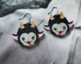 Krampus Cuties Acrylic Earrings, spooky christmas earrings, holiday handmade jewelry