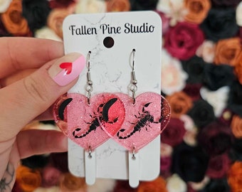 Pink Scorpion Lollipop Acrylic Earrings, laser cut earrings