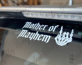 Mother of Mayhem Car Decal - Permanent Vinyl Mom Decal