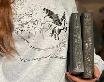 Bones of the Bellators Sweatshirt | I Am Not Afraid of the Dark Pegasus Design | Cozy Fantasy Book Merch Inspired by A.M. Kay | Bookish Gift