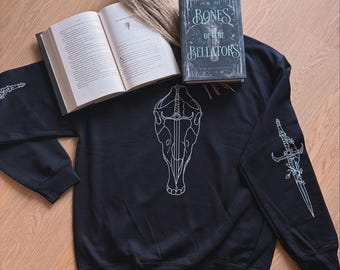 Epic Fantasy Sweatshirt, Official Bookish Merch, Minimal Skull Sword Crewneck, Fantasy Reader Gift, Cozy Book Lover Pullover, Nyxteria Merch