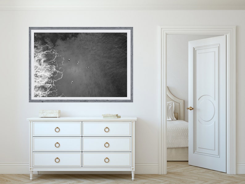 Vintage Surfing Poster Coastal Wall Art Digital Download Black and White Ocean Print Sea Beach Photography Summer Poster Beachy Room Decor
