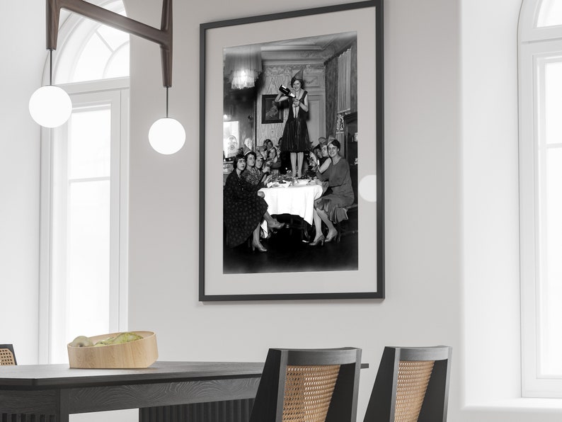 Women Drinking Wine Print, 1920, Prohibition Ends Poster, Black and White, Cocktail Wall Art, Feminist Print, Alcohol Poster, Bar Cart Decor