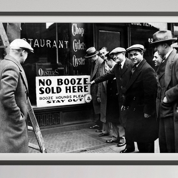 Prohibition Poster, Digital Download, 1920s, No Booze Sold Here, Vintage Photo Print, Black and White, Speakeasy Decor, Vintage Bar Decor