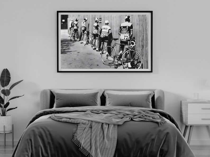 Tour de France Cycling Print, Black and White, Vintage Photography, Funny Bathroom Wall Art Print, Toilet Wall Art Decor, Digital Download