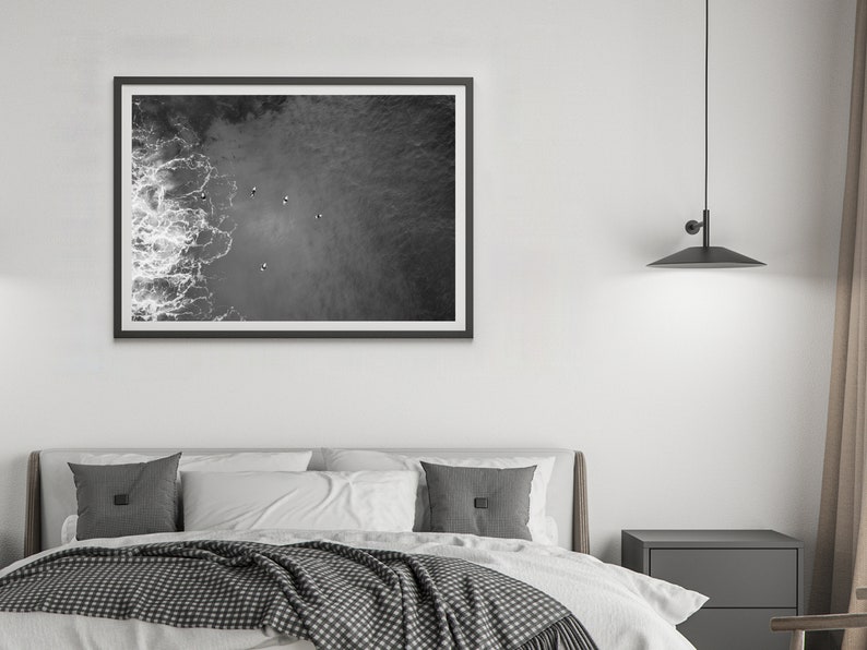 Vintage Surfing Poster Coastal Wall Art Digital Download Black and White Ocean Print Sea Beach Photography Summer Poster Beachy Room Decor