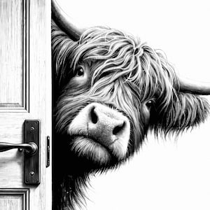 Highland Cow Bathroom Wall Art, Black and White Cow Are You Pooping Poster, Funny Cow Art, Cow Lovers Print, Highland Cow Decor, Download