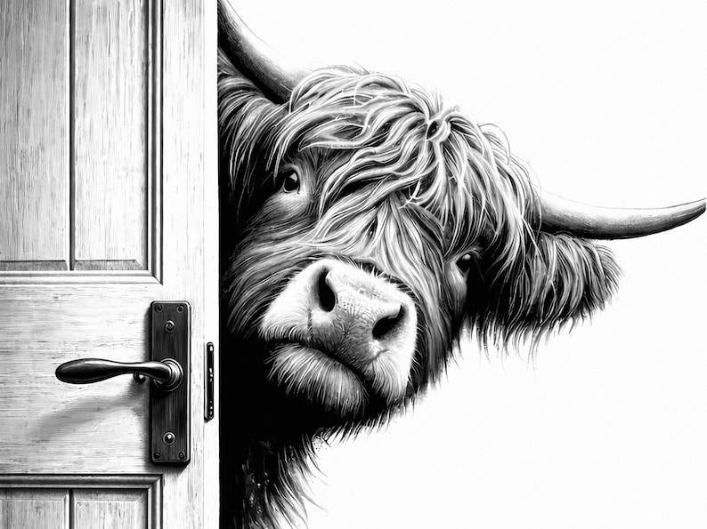 Highland Cow Bathroom Wall Art, Black and White Cow Are You Pooping Poster, Funny Cow Art, Cow Lovers Print, Highland Cow Decor, Download