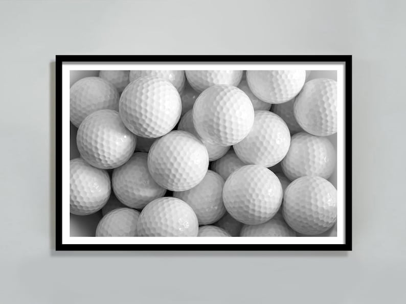 Golf Balls Print, Black and White, Vintage Golf Poster, Golf Printable Wall Art, Teen Boys Room Decor, Digital Download, Golf Lovers Gifts