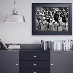 Tour de France Cycling Poster, Black and White, Vintage Photography, Tour de France Print, teen boy wall art, man cave decor, Retro Wall Art