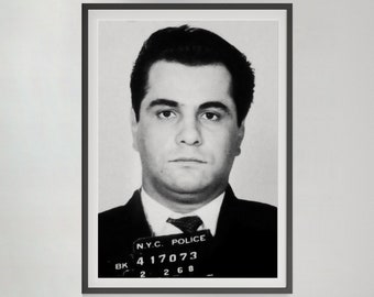 John Gotti Mugshot Poster, Black and White, Vintage Print, Celebrity Mugshot, Photo Print, Digital Download, Mugshot Print, Vintage Wall Art