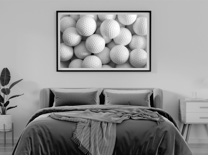 Golf Balls Print, Black and White, Vintage Golf Poster, Golf Printable Wall Art, Teen Boys Room Decor, Digital Download, Golf Lovers Gifts