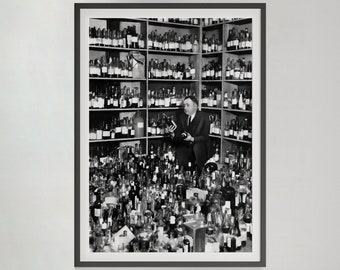 American Alcohol Prohibition Print, 1920s, Black and White Vintage Photo, Bar Cart Print, Cocktail Wall Art, Liquor Poster, Digital Download
