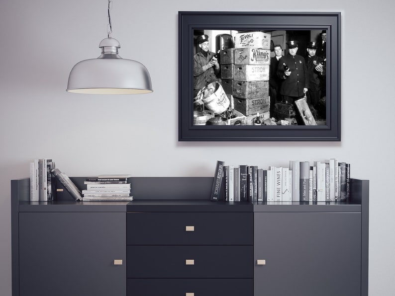 Prohibition Police Raid Poster: Black and White Vintage Photo (Digital Download)