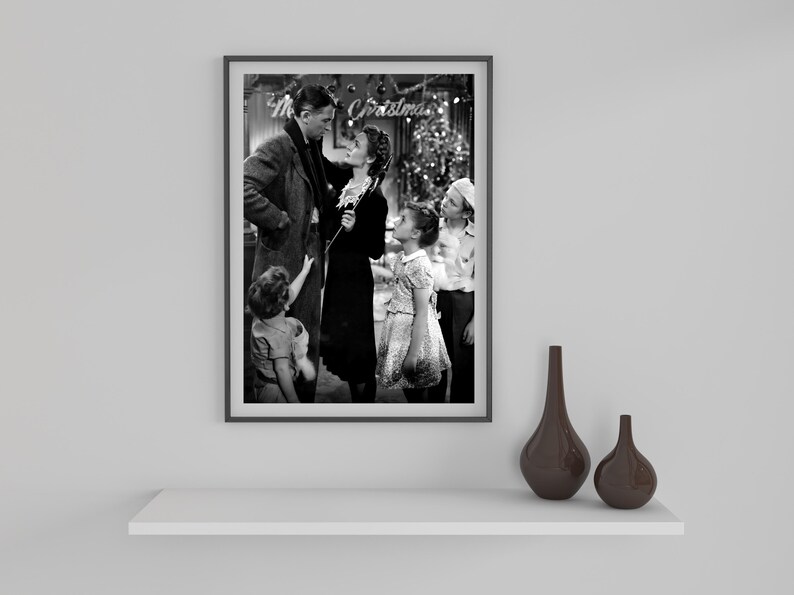 Its a Wonderful Life Movie Poster, Black and White, Vintage Movie Print ...