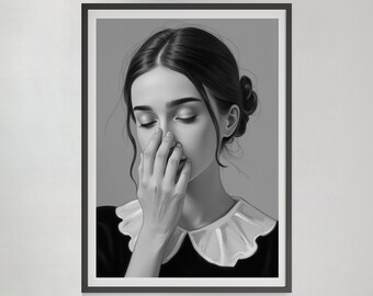 Black and White Portrait Art Print: Vintage Style (Digital Download)