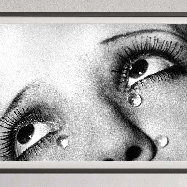 Impression de larmes Man Ray, noir et blanc, affiche, photographie de mode, art mural surréalisme, décoration de dortoir maximaliste, téléchargement numérique