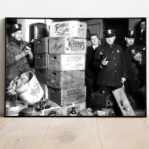 Prohibition Police Raid Poster: Black and White Vintage Photo (Digital Download)